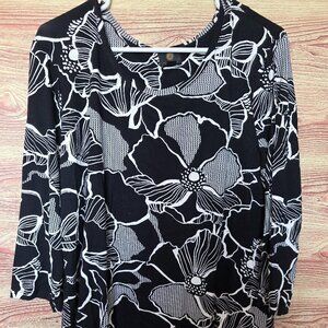 JM Collection Black & White Blouse